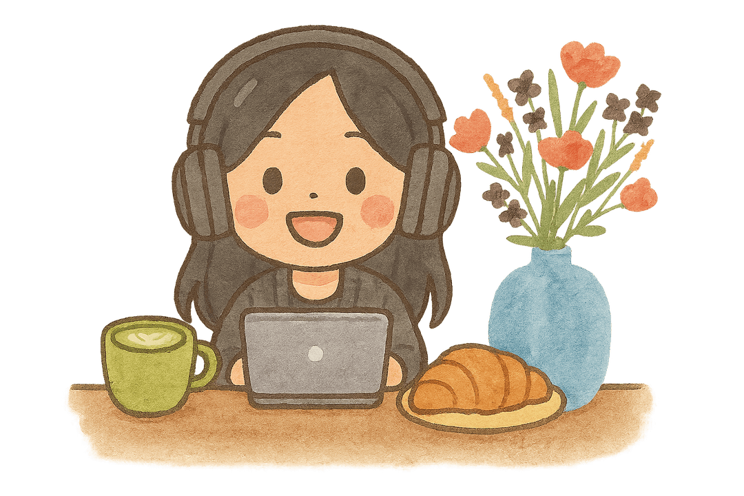 Rachel sitting in a coffee shop